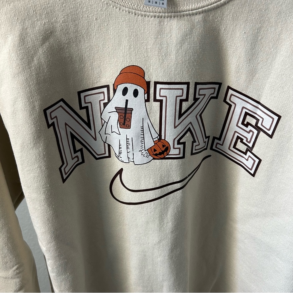 Cream Sweatshirt with Ghost Graphic - Picture 2 of 4